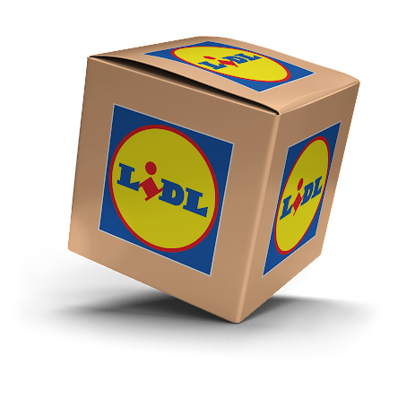 Paket Mockup mit Lidl Logo