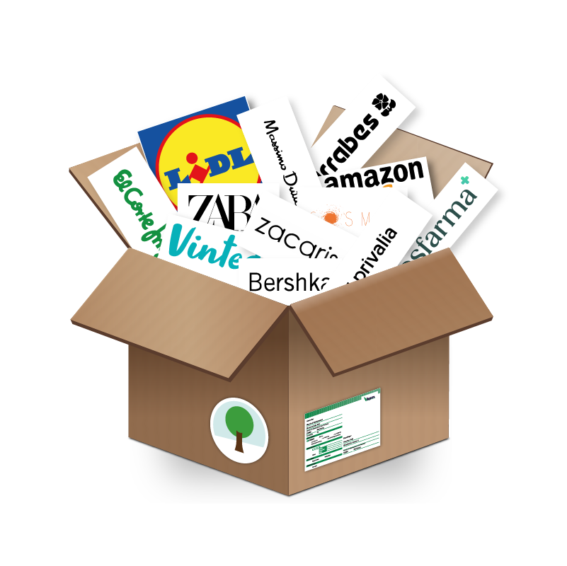 Lidl, amazon, el Corte Ingles, Zara, Vinted, Zacaris, Bershka, dosfarma, privalia, barrabes, Massimo Dutti