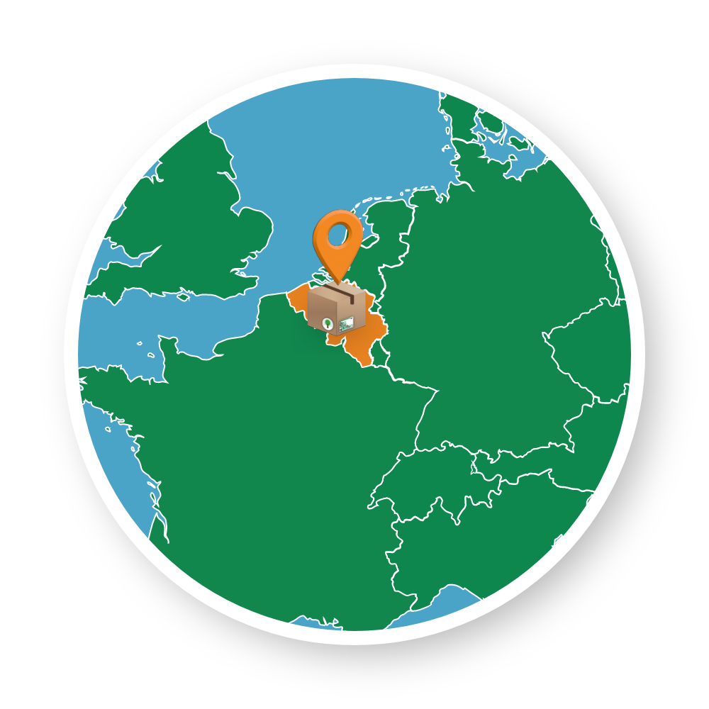 Landkarte mit hervorgehobenem Umriss von Belgien