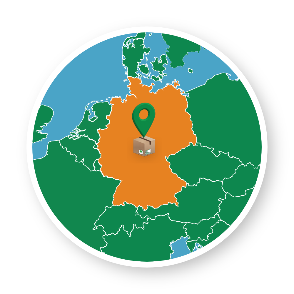 Landkarte mit hervorgehobenem Umriss von Deutschland