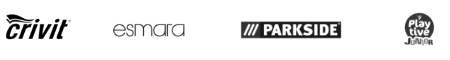 Logos von Crivit, Esmara, Parkside und Playtive
