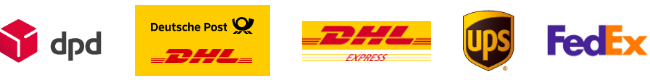 Verschiedene Logos: DPD, Deutsche Post DHL, DHL Express, UPS, FedEx