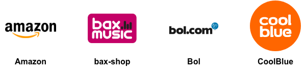 amazon, baxmusic, bol.com, coolblue